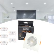 Kit 6 Spot Led 5w 3000k Direcionavel Olho de Boi Embutir Quadrado