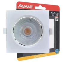 Kit 6 Spot Led 7w Quadrado Embutir Gesso Teto Direcionável Avant