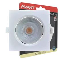 Kit 6 Spot Led 7w Quadrado Embutir Gesso Teto Direcionável Avant