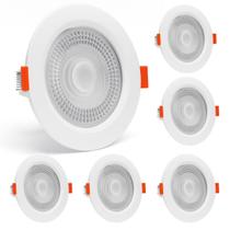 Kit 6 Spot LED Branco Frio 6500K 7W Embutir Redondo Bivolt Iluminação Direcionável