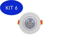 Kit 6 Spot Led De Embutir Redondo 5W 6500K Branco