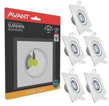 Kit 6 Spot Led Embutir 12w Quadrado 3000k Amarelo Avant