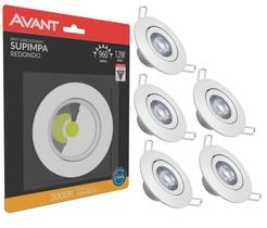 Kit 6 Spot Led Embutir 12w Redondo 3000k Amarela - Avant