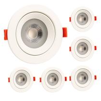 Kit 6 Spot LED Embutir 12W Redondo Branco Quente 3000K Bivolt 133x133mm