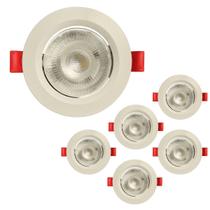 kit 6 Spot Led Embutir 5w Redondo 6500k branco frio