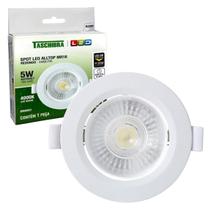 Kit 6 Spot Led Embutir 5W Redondo Luminária Teto Gesso Sanca Forro Mr16 Taschibra