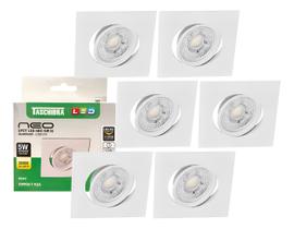 Kit 6 Spot Led Neo Mr16 Embutir Quadrado 5w Taschibra 3000k