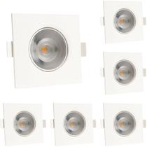 Kit 6 Spot Led Quadrado Direcionável 5W 4000K Bivolt Neutro - Design Sofisticado e Baixo Consumo Kit 6 Spot Led Quadrado Direcionável 5W 4000K Bivolt Neutro - Design Sofisticado e Baixo Consumo