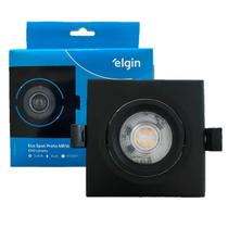 Kit 6 Spot Led Quadrado PRETO Embutir 5W MR16 Branco Quente 3000K