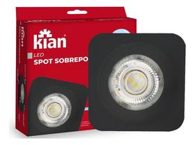 Kit 6 Spot Led Sobrepor Quadrado Preto 5w 6000k Frio Kian