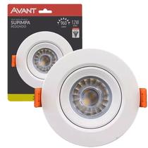 Kit 6 Spot Redondo Embutir 12W Branco Quente 3000K Sanca Gesso