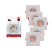Kit 6 Spots De Embutir 05w Led 6000k Quadrado Kian