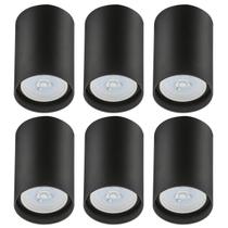 Kit 6 Spots de Sobrepor Zoom Pretos Luminária de Teto Redonda 8x12,5cm Bivolt 1 Lâmpada PAR20 Kit 6 Spots de Sobrepor Zoom Pretos Luminária de Teto Redonda 8x12,5cm Bivolt 1 Lâmpada PAR20