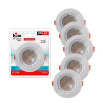 Kit 6 Spots Led De Embutir 03w 6000k Redondo Kian Kit 6 Spots Led De Embutir 03w 6000k Redondo Kian