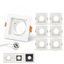 Kit 6 Spots Recuado Embutir Led Mr16 Gu10 Quadrado Luminária Teto Sala Quarto Lâmpada Dicroica Cor:Branco Kit 6 Spots Recuado Embutir Led Mr16 Gu10 Quadrado Luminária Teto Sala Quarto Lâmpada Dicroica Cor:Branco
