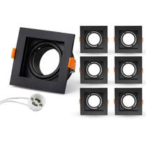 Kit 6 Spots Recuado Embutir Led Mr16 Gu10 Quadrado Luminária Teto Sala Quarto Lâmpada Dicroica Cor:Branco Kit 6 Spots Recuado Embutir Led Mr16 Gu10 Quadrado Luminária Teto Sala Quarto Lâmpada Dicroica Cor:Branco