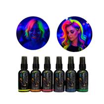 Kit 6 Spray Cabelo Neon Colormake 50ml Fluorescente Tinta Fluor Festa Carnaval Balada UV Maquiagem Artística