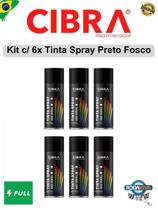 Kit 6 Sprays Tinta Uso Geral Cibra Color Preto Fosco 400ml Nova Fórmula