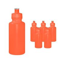 Kit 6 Squeezes 550Ml Laranja Neon Plástico Premium