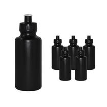 Kit 6 Squeezes 550Ml Preto Plástico Premium