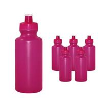 Kit 6 Squeezes 550Ml Rosa Neon Plástico Premium