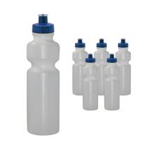 Kit 6 Squeezes 750Ml Tampa Fibra Madeira Azul