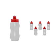 Kit 6 Squeezes Wave 250Ml Tampa Fibra Madeira Vermelho