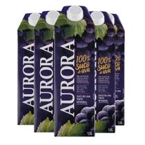 Kit 6 Suco De Uva Aurora Tinto Integral Caixa 1,5l Cada