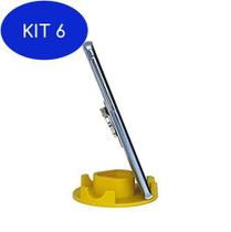 Kit 6 Suporte Genial Para Celular De Mesa Universal Redondo Amarela