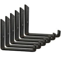 Kit 6 Suporte Mão Francesa Invertida 30cm Ferro 25mm Preto Fosco