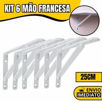 Kit 6 Suporte Mão Francesa Para Sustentar Prateleira 25cm