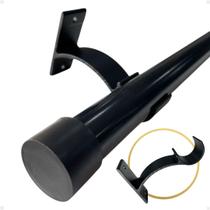 Kit 6 Suporte Perfil Parede Varão Comum Ilhós 28mm Cortina Argola Instalação