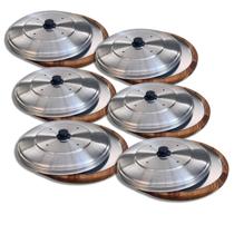 Kit 6 Suportes Bandeja 35Cm Com Formas E Tampas Para Cortar E Servir Pizza - Brasa Store