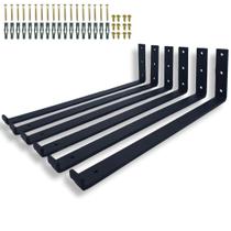 Kit 6 Suportes Fixo De Parede 40cm Mão Francesa Aço Alta Resistência Para Prateleira Formato L