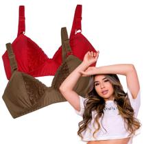 Kit 6 Sutiã Plus Size Top Alça Larga Com Renda Básico Kit 6 Sutiã Plus Size Top Alça Larga Com Renda Básico