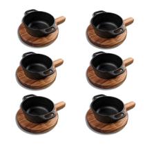 Kit 6 Tábuas Com Cumbucas de Ferro Fundido Para Molhos e Ensopados - Brasa Store