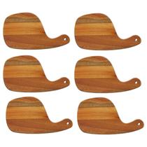 Kit 6 Tábuas de Servir Hamburguer Churrasco Petiscos e Queijos - Madeira Natural 32 x 18 cm
