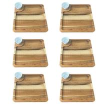 Kit 6 Tábuas para Servir Hambúrguer Ramekin 30ml Teca 22,5cm Petisqueira Zanline