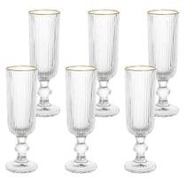 Kit 6 Taça Champanhe Espumante Versalhes Borda Dourada 170ml - CLICK HOUSE