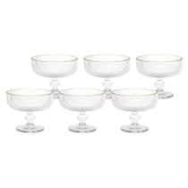 Kit 6 Taça Graffiato Canelado Borda Dourada Sobremesa 320ml - CLICK HOUSE