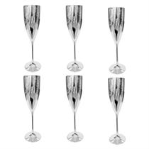 Kit 6 Taça Metalizada Champagne Acrílico Festa Prata 180ml