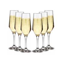 Kit 6 Taças Champagne Cristal Buffet Vidro Liso 186 ml Nadir