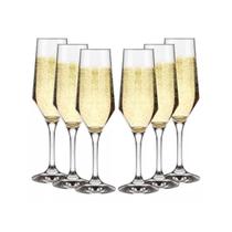 Kit 6 Taças Champagne Cristal Vidro 186 ml + Presente