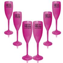Kit 6 Taças Champanhe Rosa Acrílico Personalizadas Kit 6 Taças Champanhe Rosa Acrílico Personalizadas