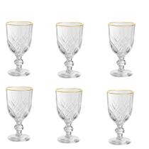 Kit 6 Taças Com Borda Dourada Para Água E Vinho Lavin 260ml Hauskraft