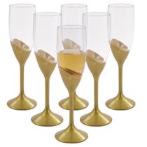 Kit 6 Taças De Champanhe 180ml Jogo Em Acrílico Sem BPA Para Servir Champagne Espumante Água Drinks