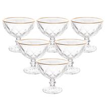 Kit 6 Taças de Sobremesa com Fio Dourado Lyor 5735