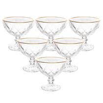 Kit 6 Taças De Sobremesa Com Fio Dourado Lyor 5735 Kit 6 Taças De Sobremesa Com Fio Dourado Lyor 5735