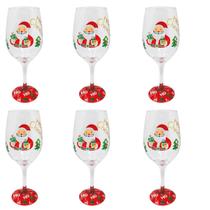 Kit 6 Taças de Vidro 490 ml de Natal Papai Noel vermelho Kit 6 Taças de Vidro 490 ml de Natal Papai Noel vermelho