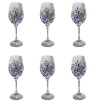 Kit 6 Taças De Vidro Grande 490Ml Vinho Água Flor ul Kit 6 Taças De Vidro Grande 490Ml Vinho Água Flor ul